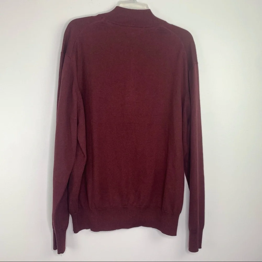 Orvis 1/4 zip maroon Sweater Cotton Silk size XL men’s pullover rib knit trim